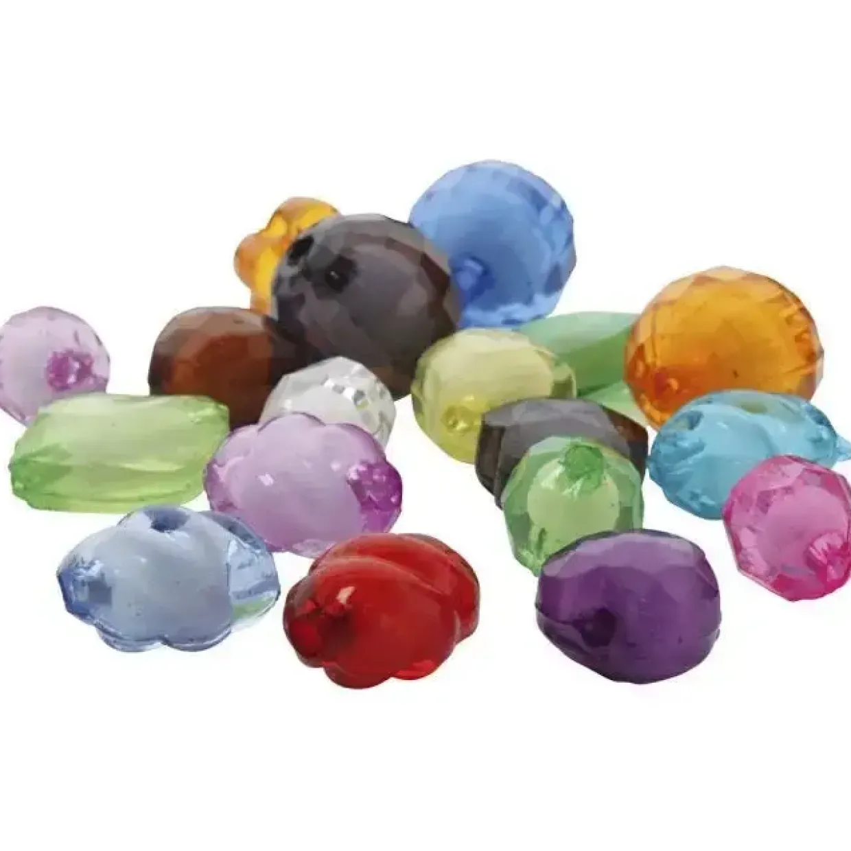 Acrylfacetperler, ass. farver, str. 8-20 mm, hulstr. 2-3 mm, 1000 g