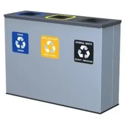 Affaldsbeholder - Station til affaldssortering med 3 sækkeholdere - 3 x 60 liter - Grå