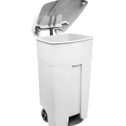 Affaldscontainer 50x58x94cm hvid plast 1-rums 125L med håndtag
