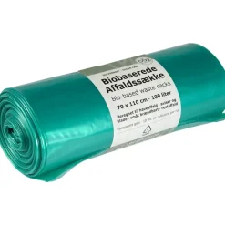 Affaldssæk - LDPE Sukkerrør - 70x110 cm - Transparent Grøn - 10 ruller