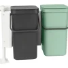 Affaldsspand, Brabantia Sort & Go, plast, 2x12 l, grå og mint