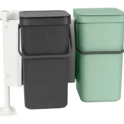Affaldsspand, Brabantia Sort & Go, plast, 2x12 l, grå og mint