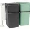 Affaldsspand, Brabantia Sort & Go, plast, 2x16 l, grå og mint