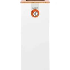 Affaldsspand, Lune Paxa, 65 l, hvid, bambus/galvaniseret stål, m. orange kant