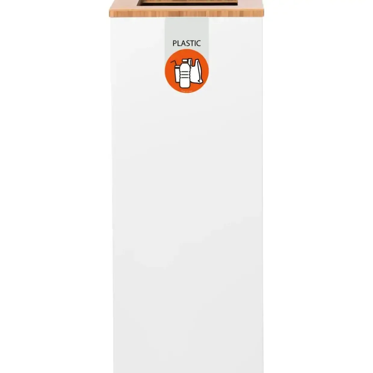 Affaldsspand, Lune Paxa, 65 l, hvid, bambus/galvaniseret stål, m. orange kant