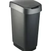 Affaldsspand Rotho Twist 40,1x29,8x60,2cm 50 L sort plast sort låg med grå kant