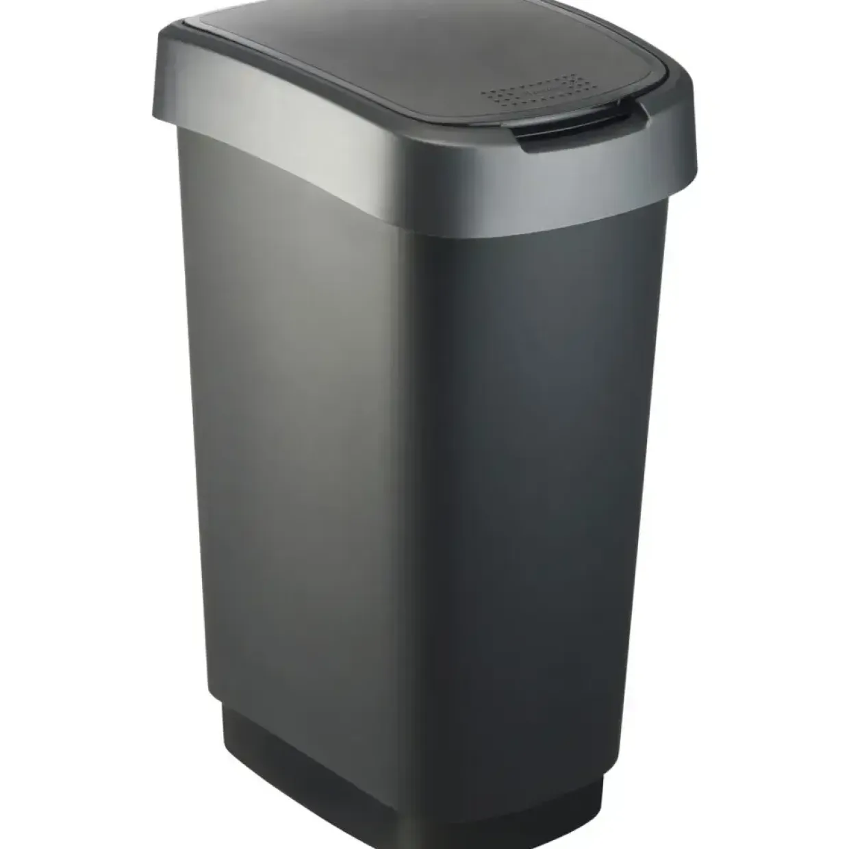 Affaldsspand Rotho Twist 40,1x29,8x60,2cm 50 L sort plast sort låg med grå kant