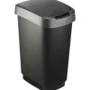 Affaldsspand Rotho Twist 33,3x25,2x47,6cm 25 L sort plast sort låg med sølv kant