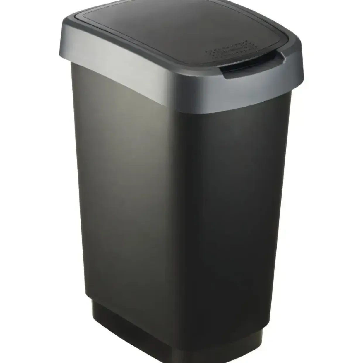 Affaldsspand Rotho Twist 33,3x25,2x47,6cm 25 L sort plast sort låg med sølv kant