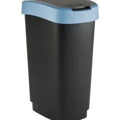 Affaldsspand, Rotho Twist, 40,1x29,8x60,2cm, 50 l, sort, plast, sort låg med blå kant, til kildesortering