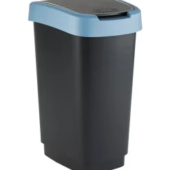 Affaldsspand, Rotho Twist, 33,3x25,2x47,6cm, 25 l, sort, plast, sort låg med blå kant, til kildesortering