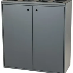Affaldsspand, Tina Trolleys, grå, pulverlakeret stål, 4-rums, 4 x 60 l, med åben låg