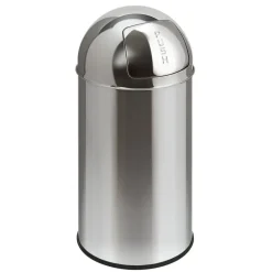 Affaldsspand, V-part, med push låg, inderspand i metal, brandsikker, rustfri stål, 40 l