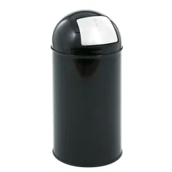 Affaldsspand, V-part, med push låg, inderspand i metal, brandsikker, sort, 40 l