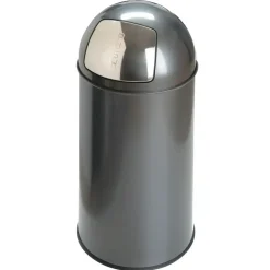 Affaldsspand, V-part, med push låg, inderspand i metal, brandsikker, grå, 40 l
