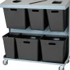 Affaldsvogn, Tina Trolleys, grå, pulverlakeret stål, 6-rums, 3x20 l, 2x15 l, 1x10 l