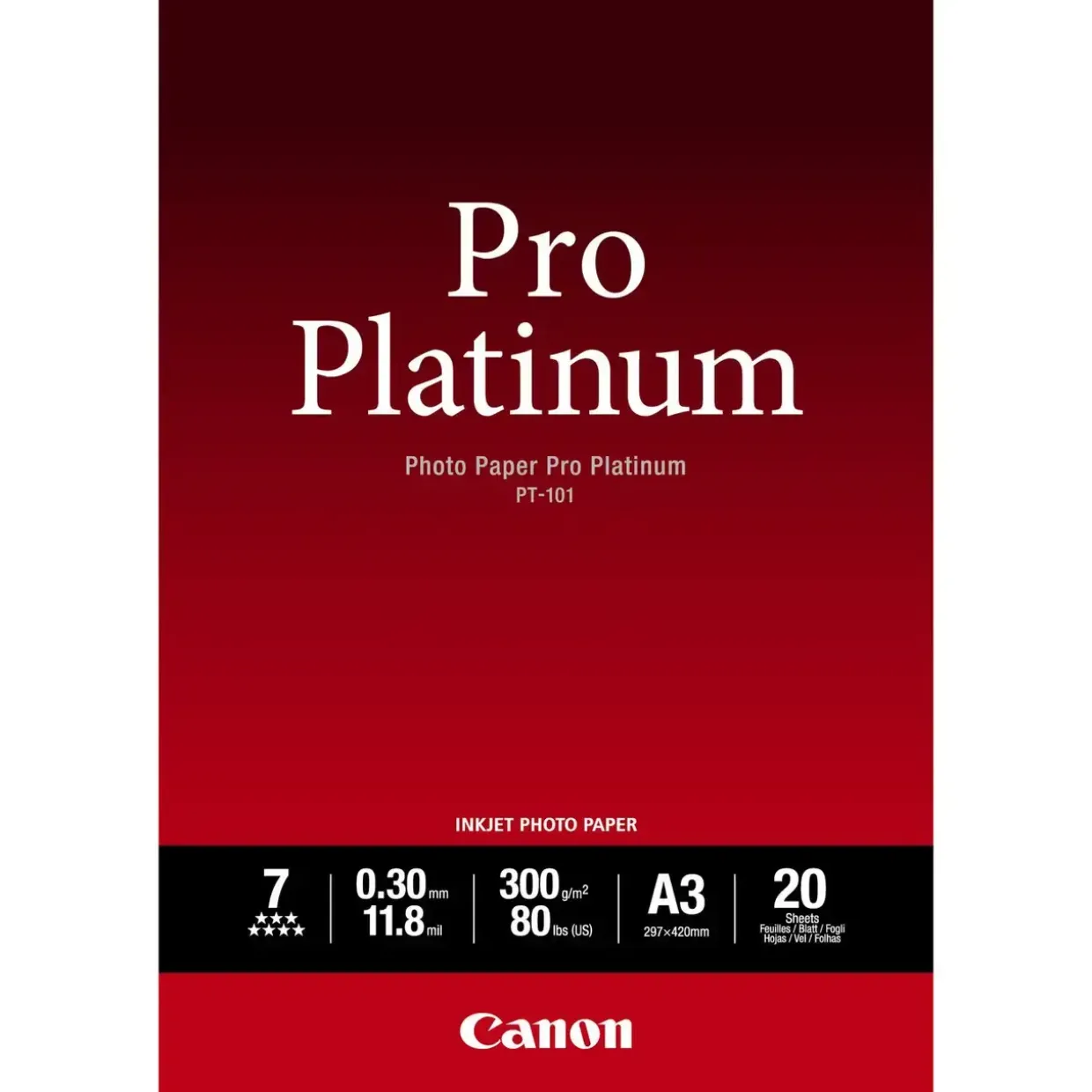A3 fotopapir Canon 300 gram PT-101 Pro Platinum - 20 ark