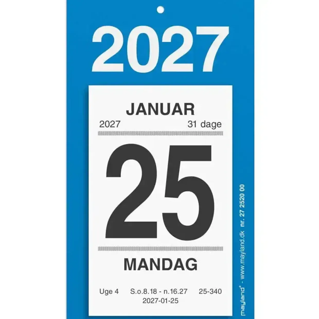 Afrivningskalender væg - m/bagsidetekst - 80x142mm - 2027 - Mayland - 27252000