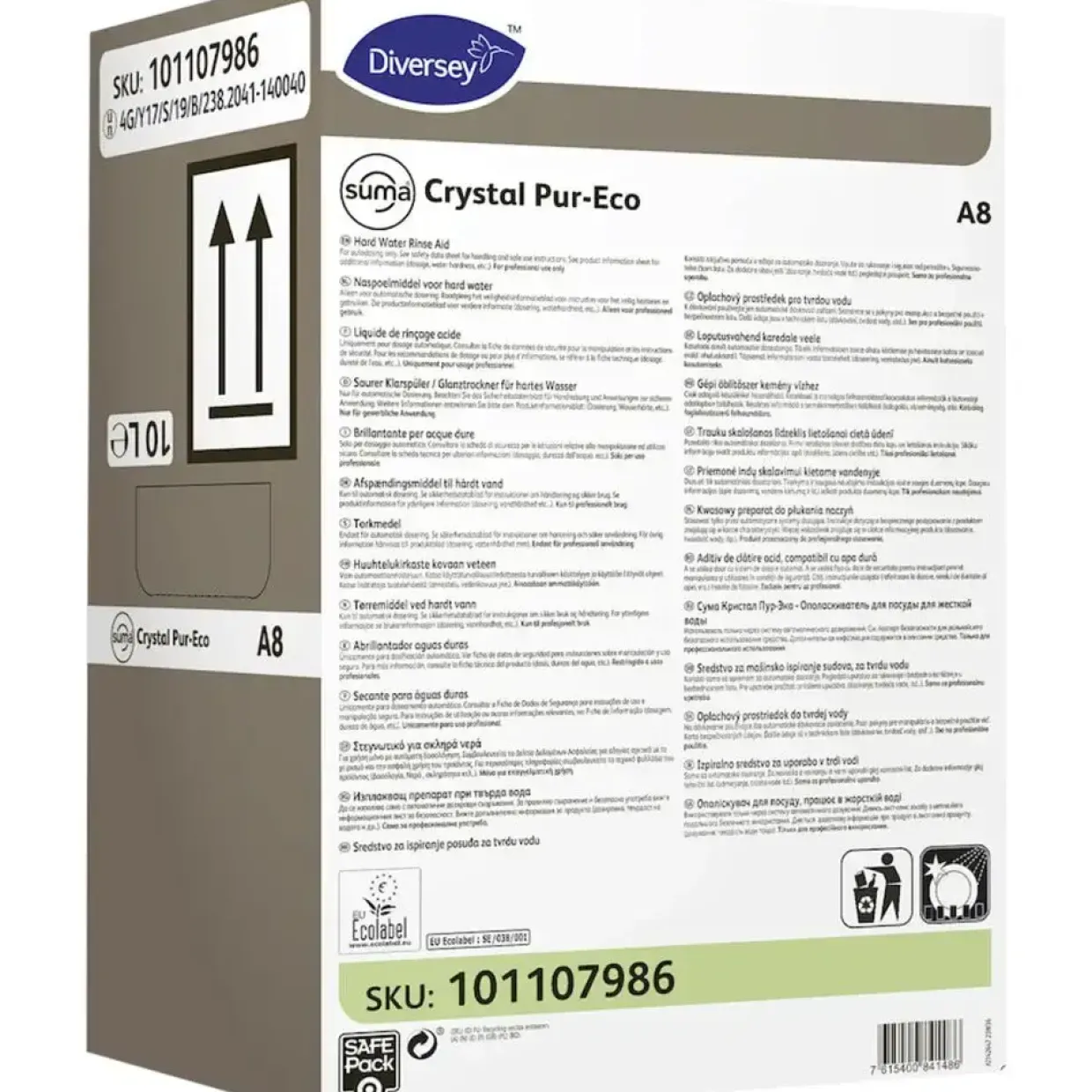 Afspænding, Diversey Suma Crystal Pur-Eco A8, 10 l, SafePack, med farve, uden parfume