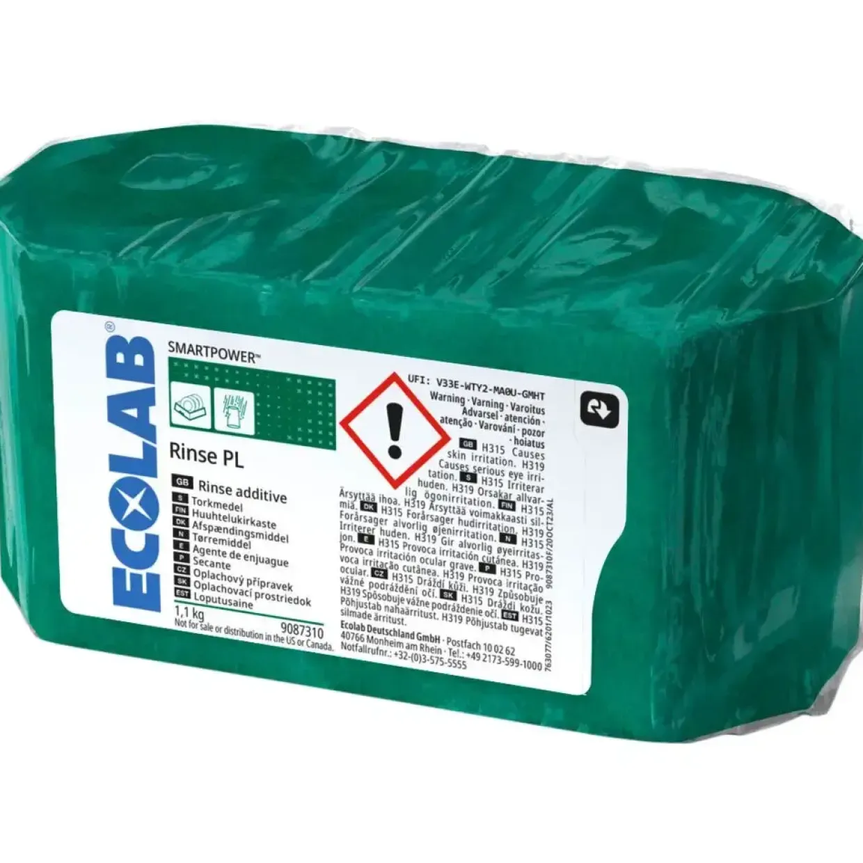 Afspænding, Ecolab Smartpower Rinse PL, med farve, uden parfume, 1,1 kg