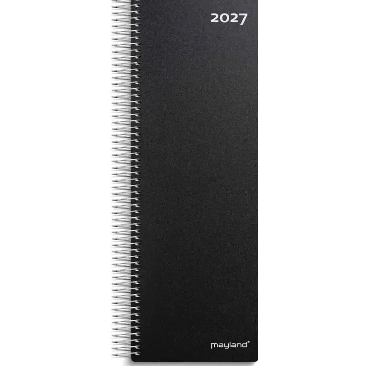 Aftalenoteringskalender dag - 125x327mm - Spiral - PP-plast - Sort - 2027 - Mayland - 27225000
