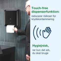 Aftørringsdispenser til håndklæderuller - Tork 551108 - H1 - sort
