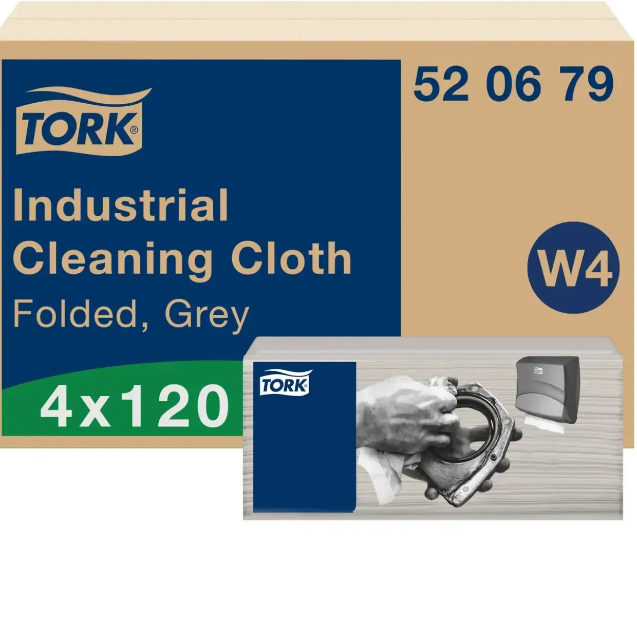 Aftørringsklude - Tork Industri 520679 W4 - grå exelCLEAN - 41,5x35,5 cm - 120 ark x 4 pakker