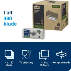 Aftørringsklude - Tork Industri 520679 W4 - grå exelCLEAN - 41,5x35,5 cm - 120 ark x 4 pakker
