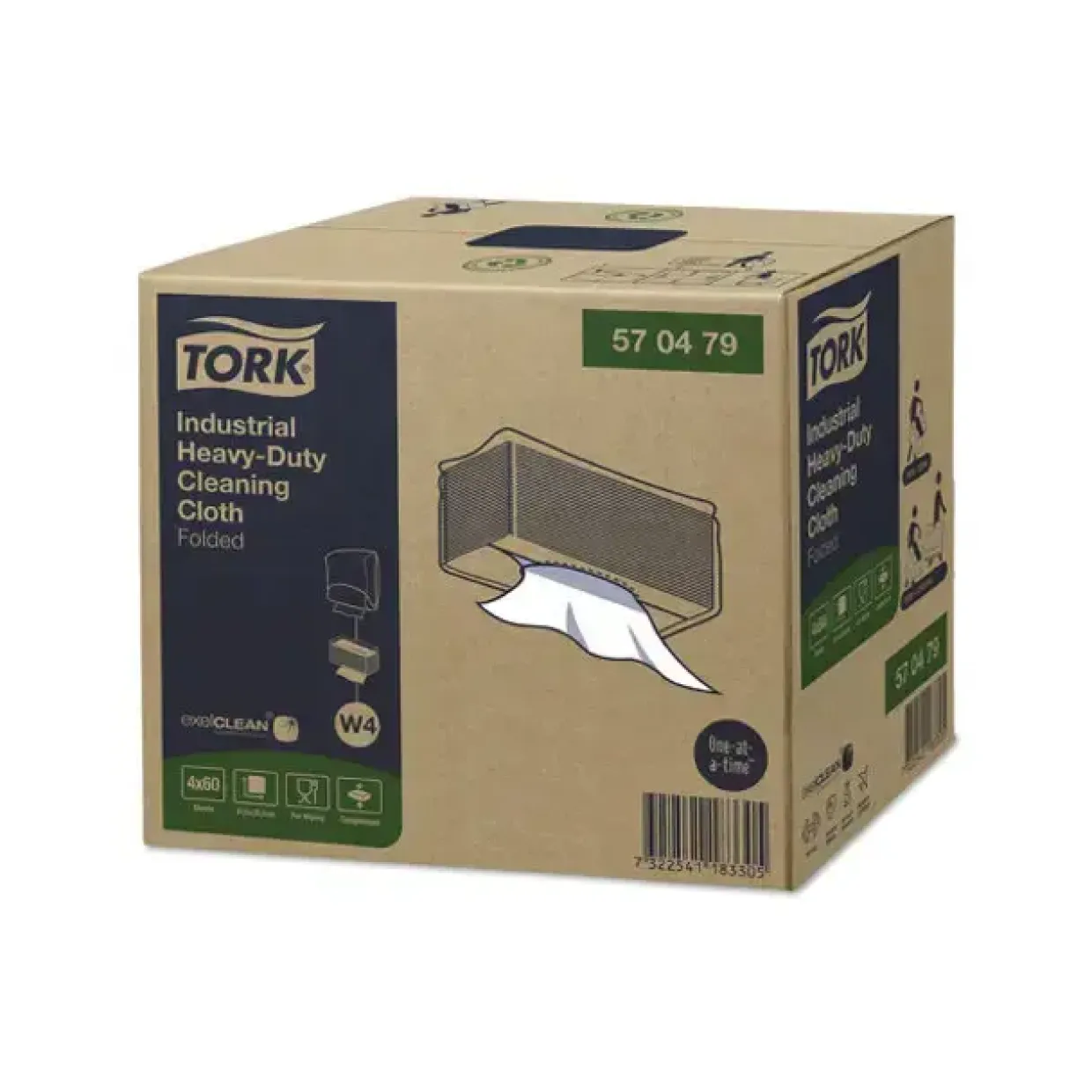 Aftørringsklud Tork ekstra kraftig W4 hvid 41,5x35,5cm 110x356x160mm - 4x60stk