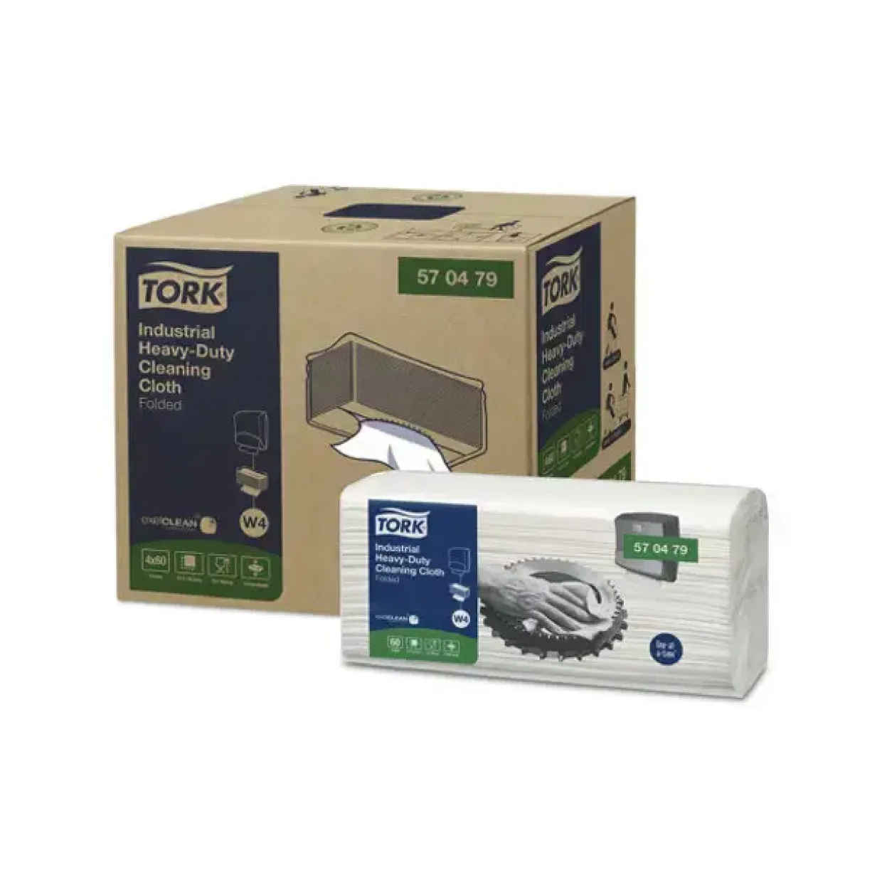 Aftørringsklud Tork ekstra kraftig W4 hvid 41,5x35,5cm 110x356x160mm - 4x60stk