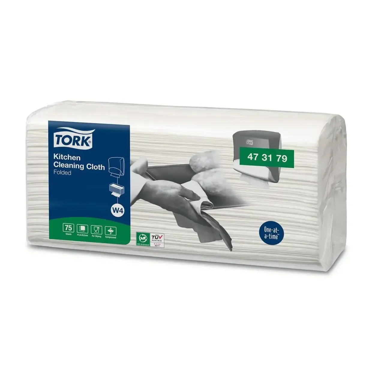 Aftørringsklud Tork 473179 Køkken 1-lag 415x355mm Non-Wowen - 4 pk x 75 stk/krt