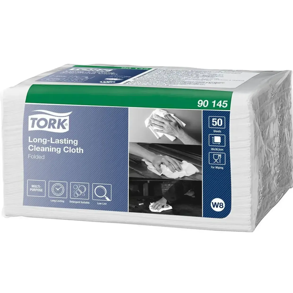 Aftørringsklud Tork 90145 W8 Alt-i-En 1-lag 385x300mm Premium Hvid - 8 bdt x 50 stk/krt