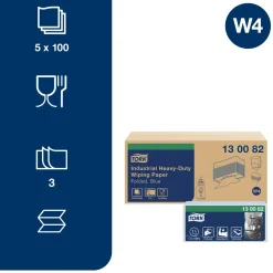 Aftørringspapir, Tork 130082, Ekstra Kraftig W4 3-lags blå - 100 ark pr pakke - 5 pakker