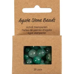 Agat stenperler, str. 13x8, 15x6 mm, hulstr. 0,9-1 mm, klar grøn, 28stk./ 1 pk.