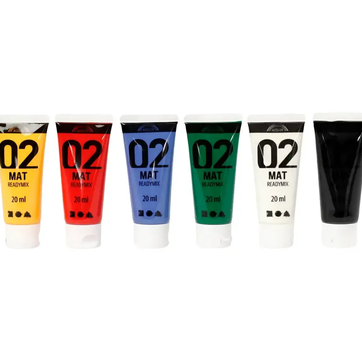 Akrylmaling A-Color, ass. farver, 02 - mat, 6x20ml