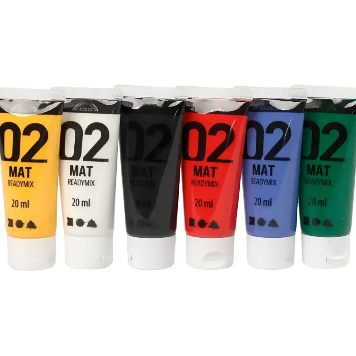 Akrylmaling A-Color, ass. farver, 02 - mat, 6x20ml