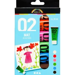 Akryl maling A-Color, ass. farver, 02 - mat, 6x20ml