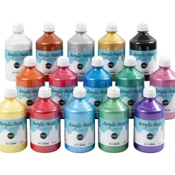 Akrylmaling - A-Color - Assorteret farver - 03 metallic - 15 x 500 ml