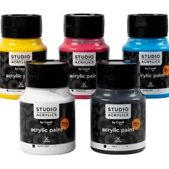Akrylmaling Creall Studio ass. farver 5x500 ml