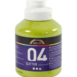 Akrylmaling glitter limegrøn 500 ml