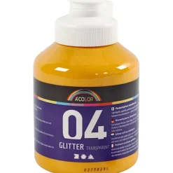 Akrylmaling glitter varm gul 500 ml