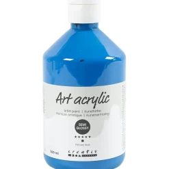 Akryl maling Pigment Art, halvblank, transparent, primær blå, 500ml