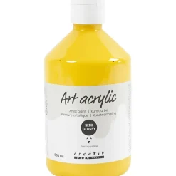 Akrylmaling Pigment Art, halvblank, transparent, primær gul, 500ml