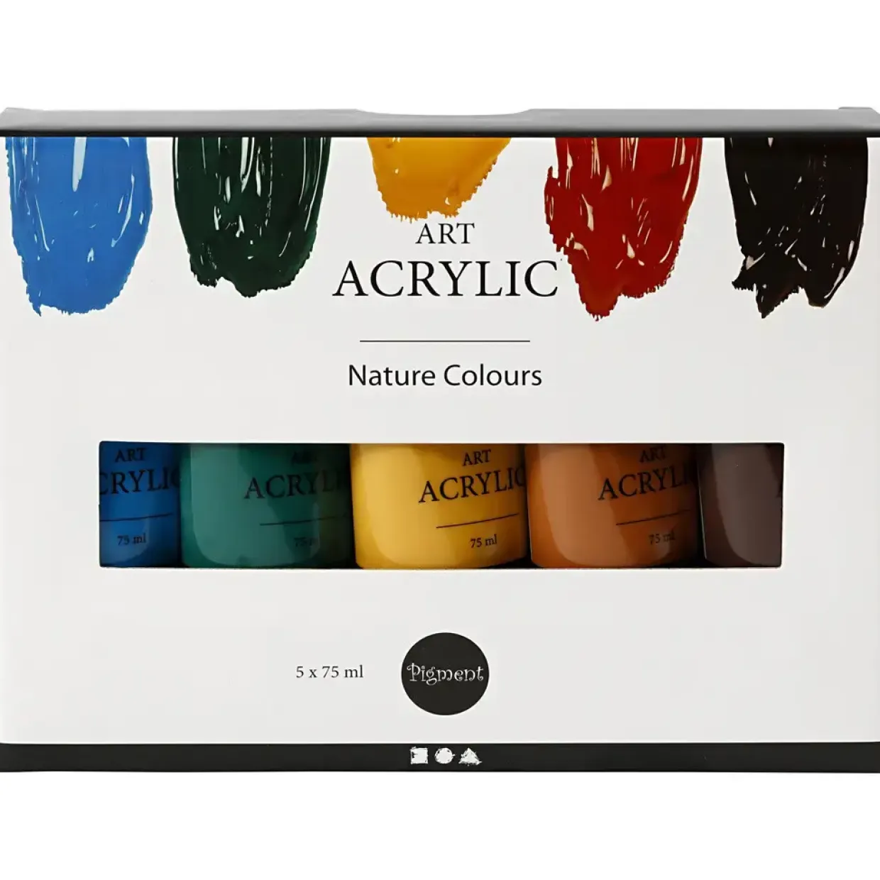 Akrylmaling Pigment Art, 5x75ml, Ass. farver