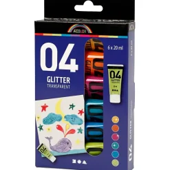 Akryl maling sæt forskellige farver 04 glitter A-Color - 6 x 20 ml