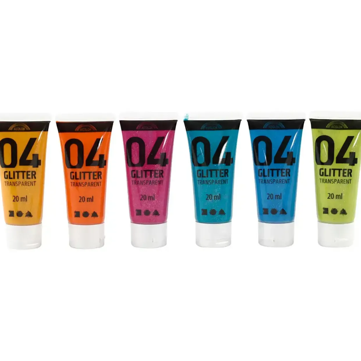 Akryl maling sæt forskellige farver 04 glitter A-Color - 6 x 20 ml