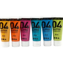 Akryl maling sæt forskellige farver 04 glitter A-Color - 6 x 20 ml
