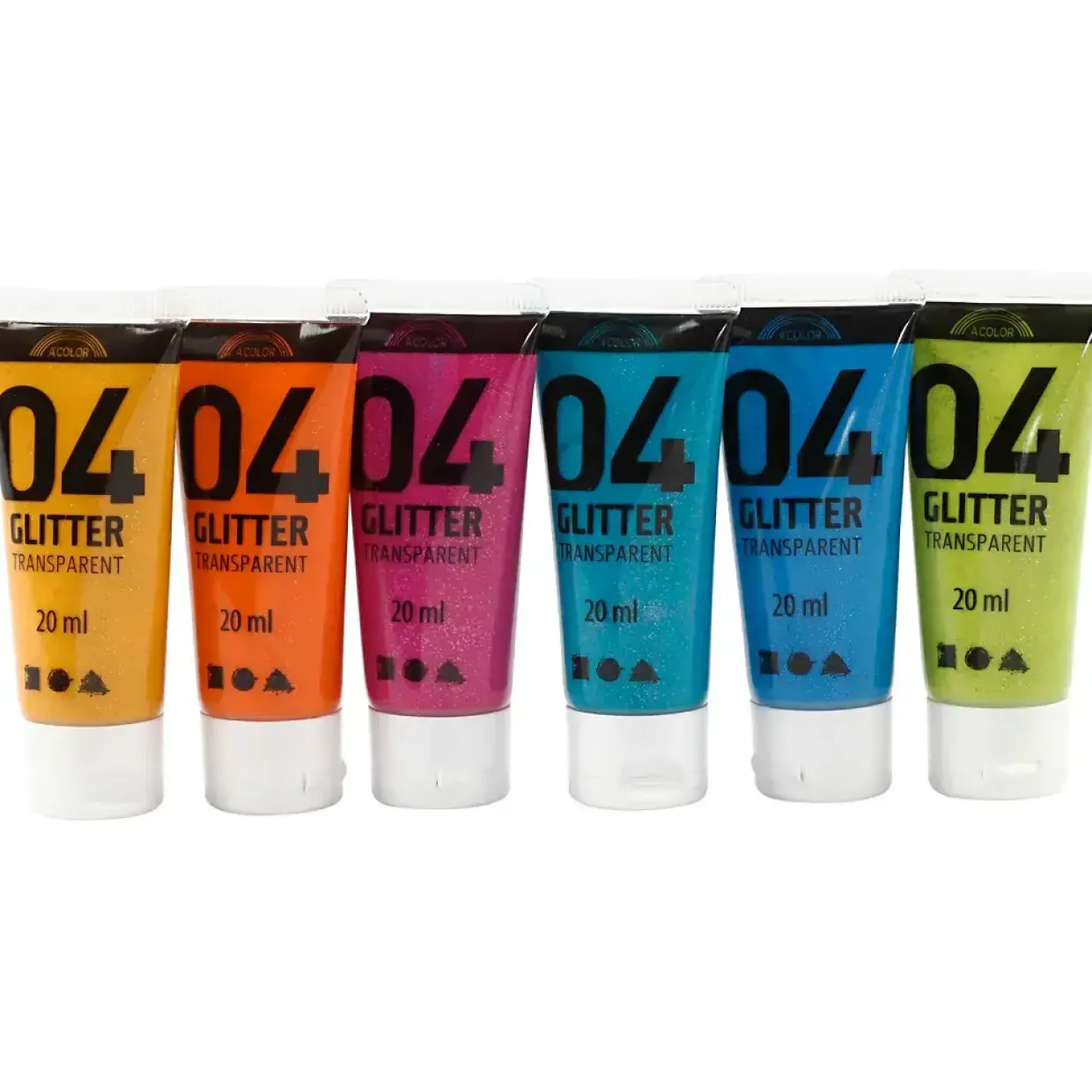 Akryl maling sæt forskellige farver 04 glitter A-Color - 6 x 20 ml