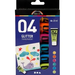 Akryl maling sæt forskellige farver 04 glitter A-Color - 6 x 20 ml