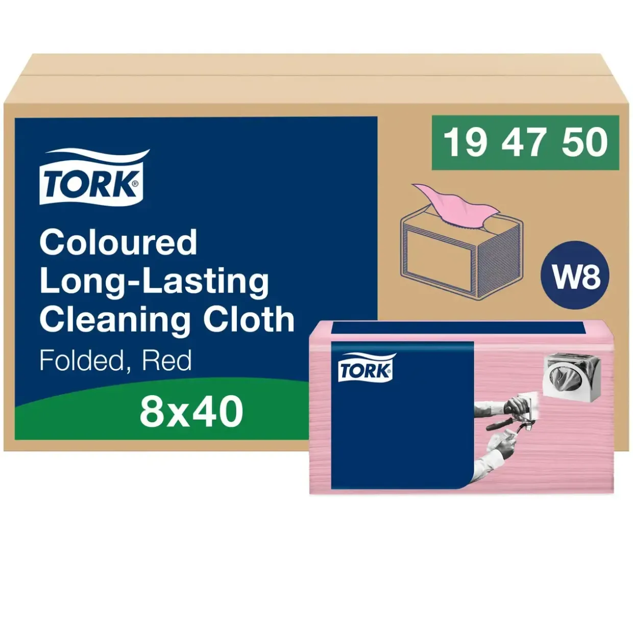 Allround klud - Tork - 194750 - Premium - W8 - Small Pack - rød - 40 klude